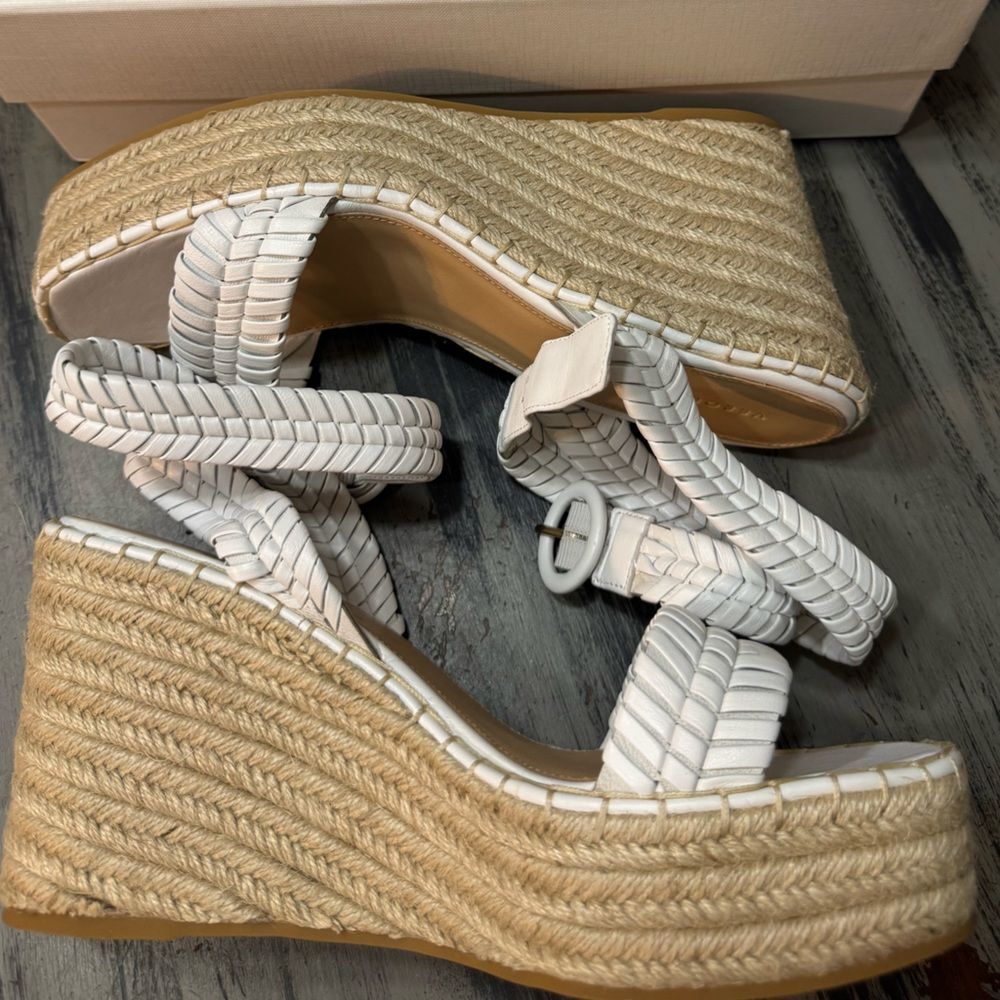 Veronica Beard Rilla Woven Leather Wedge Espadrille Women’s Size 10 - Picture 9 of 10